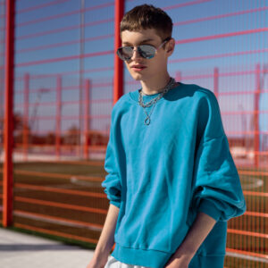 Vibrant Teal Oversized Fleece Sweatshirt