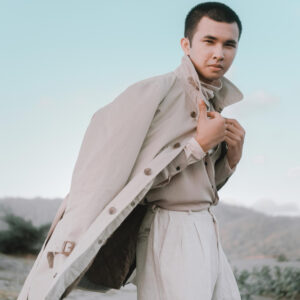 Premium Minimalist Sand-Tone Trench Coat